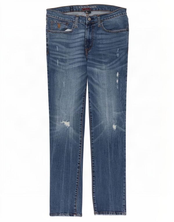 Polo Assn. Jeans slim invecchiati da uomo W34 L32 in cotone blu