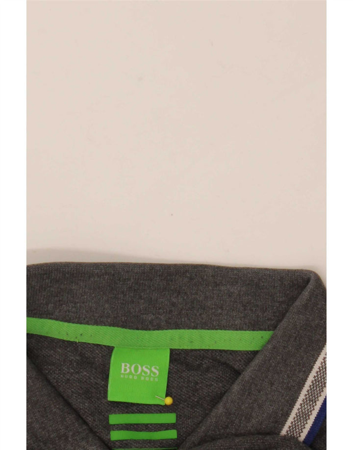Polo da uomo Hugo Boss grande in cotone grigio