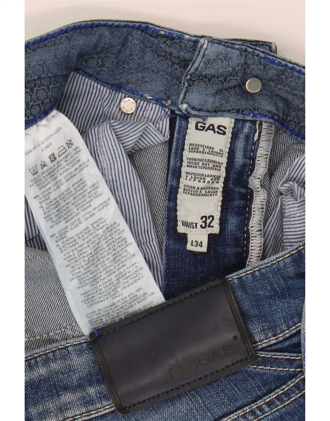 Jeans slim da uomo Gas W32 L34 cotone blu