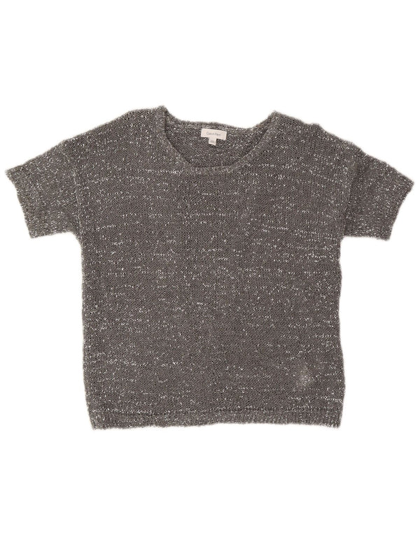 Maglione maglione con scollo a barca da donna Calvin Klein UK 10 piccolo grigio moderno