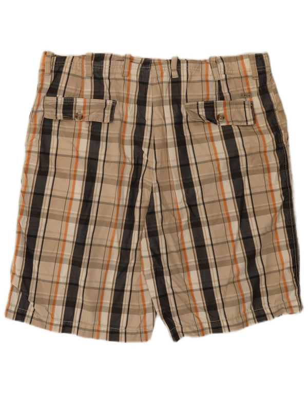 Pantaloncini chino da uomo Izod W38 XL in cotone a quadri beige
