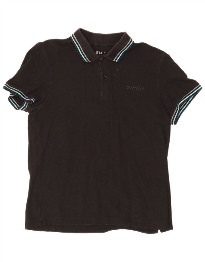 Polo da uomo Lotto Large in cotone nero