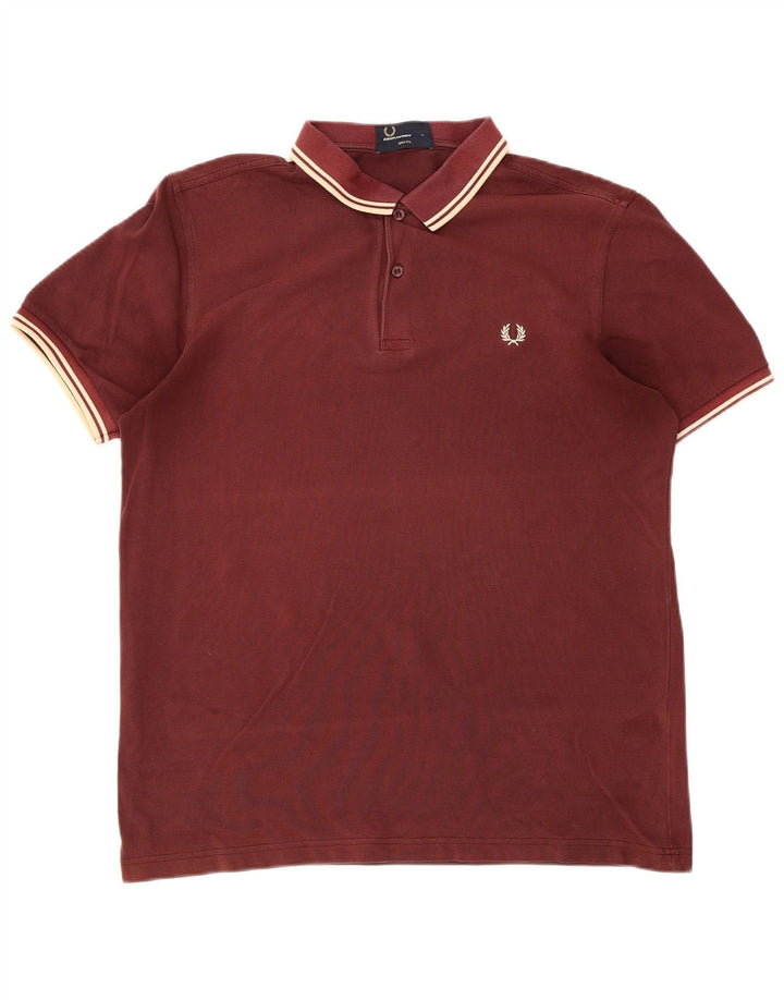 Polo da uomo slim fit Fred Perry a righe marroni grandi
