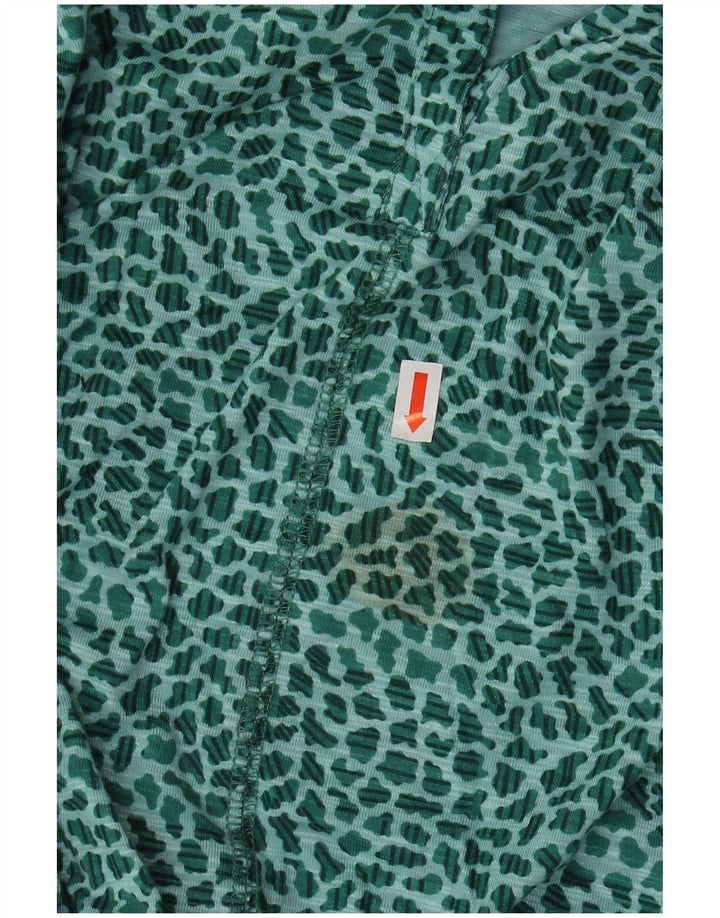 L.L.BEAN Camicetta da donna con maniche a 3/4 Top UK 22 3XL Verde stampa animalier