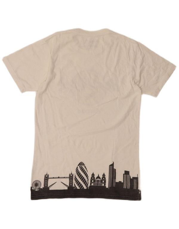 HARD ROCK CAFE T-shirt grafica da uomo di Londra, piccola, in cotone bianco