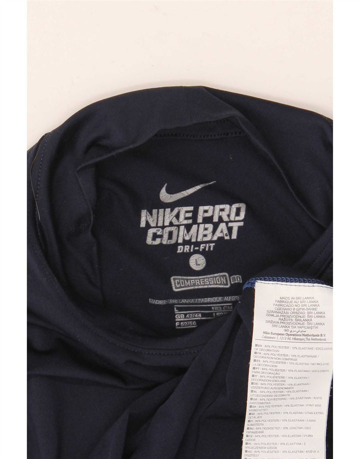 Nike Uomo Dri Fit Top manica lunga UK 42/44 Large Navy Blu Poliestere