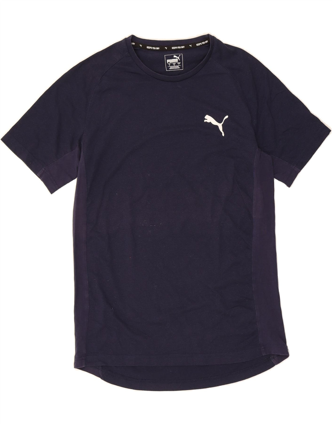 PUMA Mens T-Shirt Large Navy Blue Colourblock Cotton Vintage Puma and Second-Hand Puma from Messina Hembry 