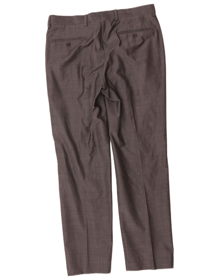 Pantaloni da abito dritti autografi da uomo Marks & Spencer W32 L31 lana grigia