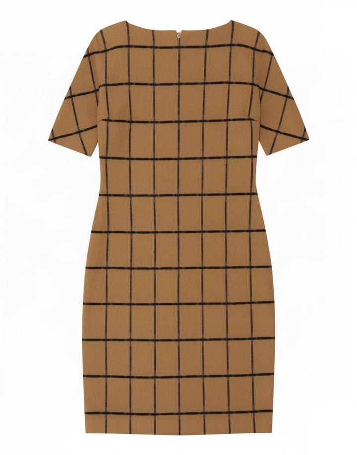 Abito tubino Zara da donna UK 14 quadri marroni grandi