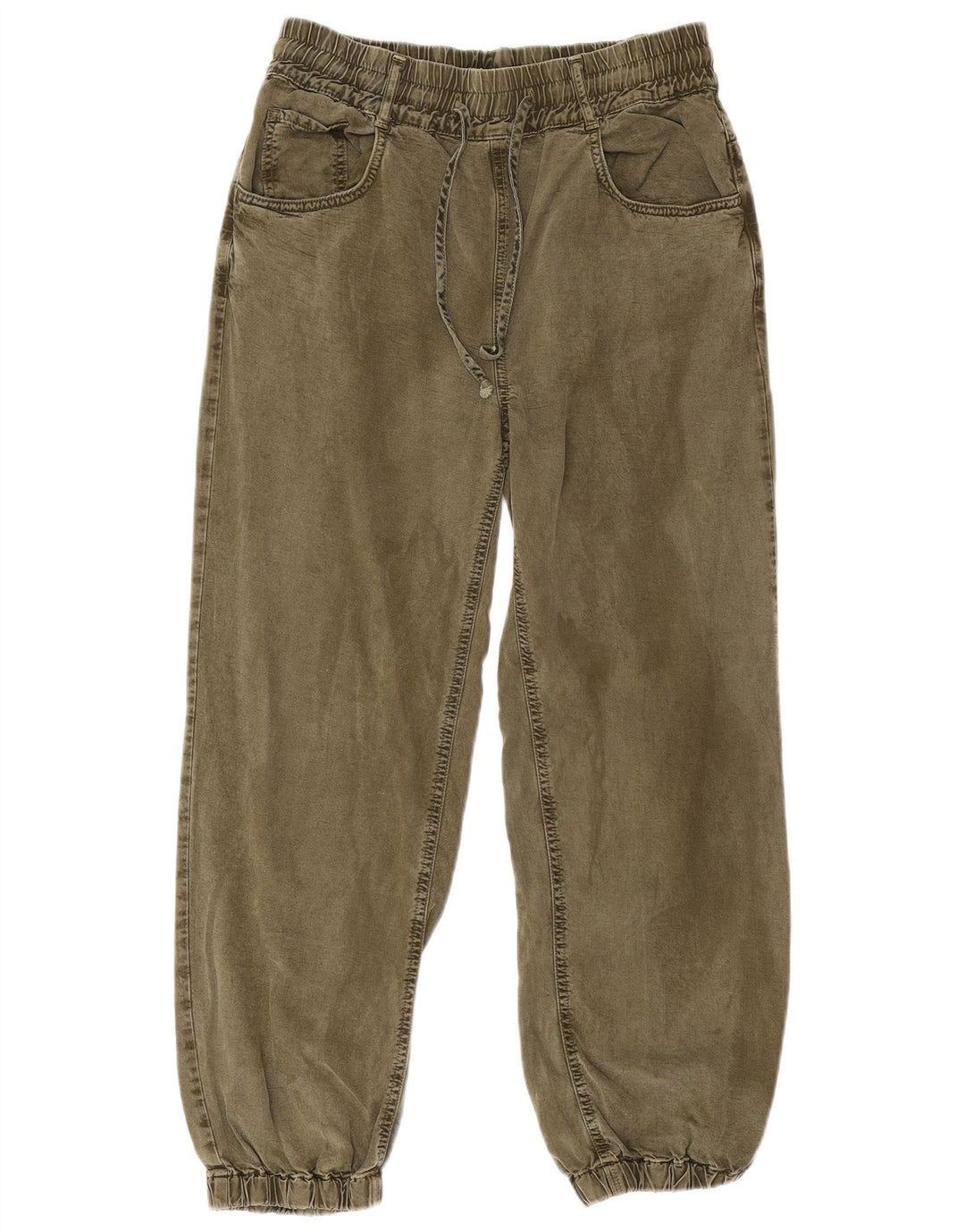 Jeans corti da donna Zara Joggers piccoli W26 L25 viscosa kaki