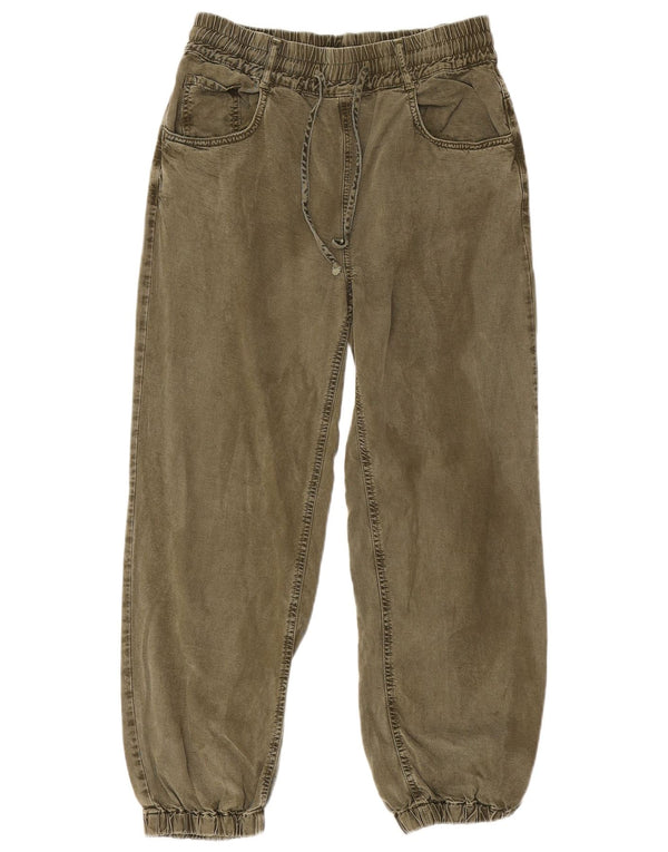 Jeans corti da donna Zara Joggers piccoli W26 L25 viscosa kaki