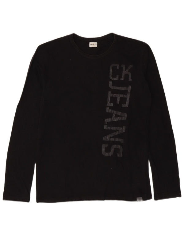 Calvin Klein Jeans Top grafico da uomo manica lunga piccolo nero
