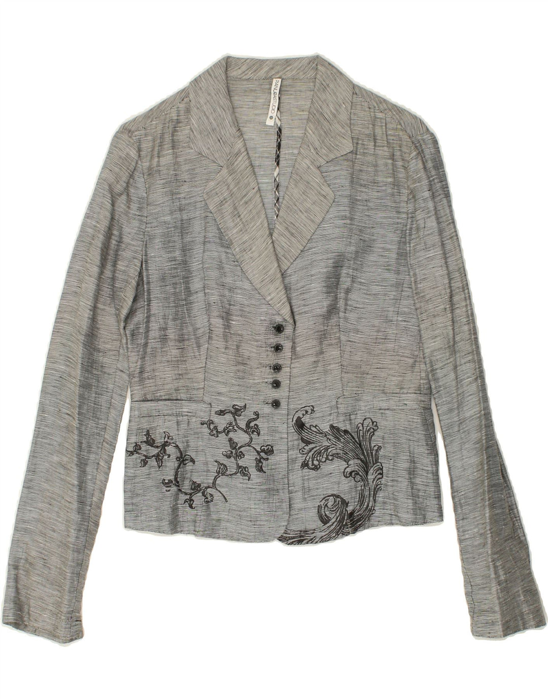 PIANURA STUDIO Womens Graphic 5 Button Blazer Jacket IT 44 Medium Grey Vintage Pianura Studio and Second-Hand Pianura Studio from Messina Hembry 