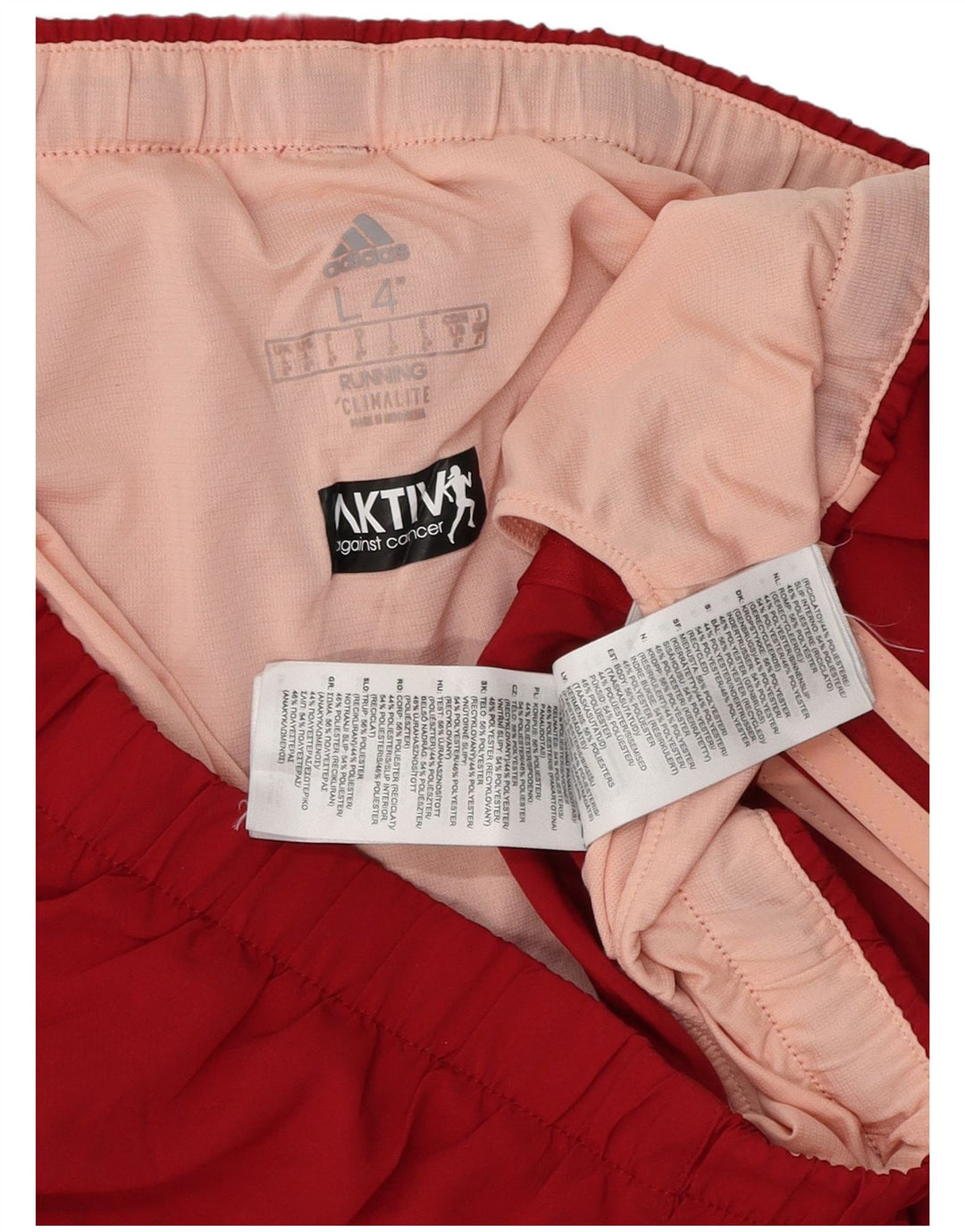 Pantaloncini sportivi ADIDAS Climalite da donna UK 14 Large Rosso Poliestere