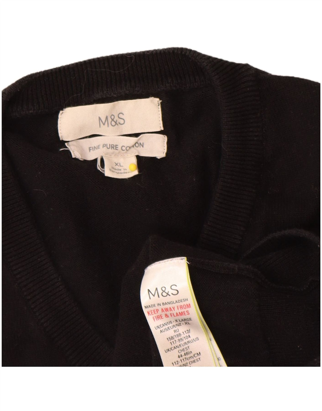 Maglione da uomo con scollo a V Marks & Spencer XL in cotone nero