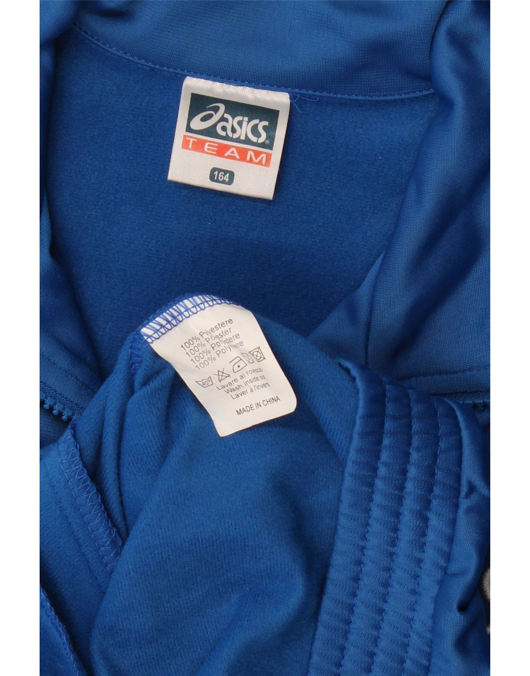 ASICS Boys Graphic Tracksuit Top Jacket 13-14 Years Blue Colourblock