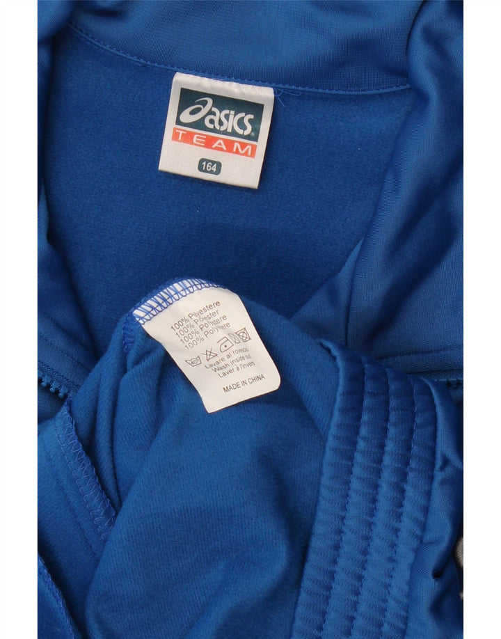 ASICS Boys Graphic Tracksuit Top Jacket 13-14 Years Blue Colourblock