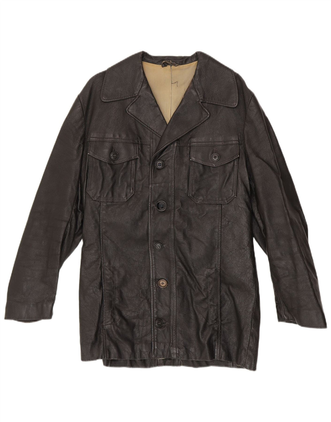 Giacca in pelle vintage da uomo UK 38 media nera