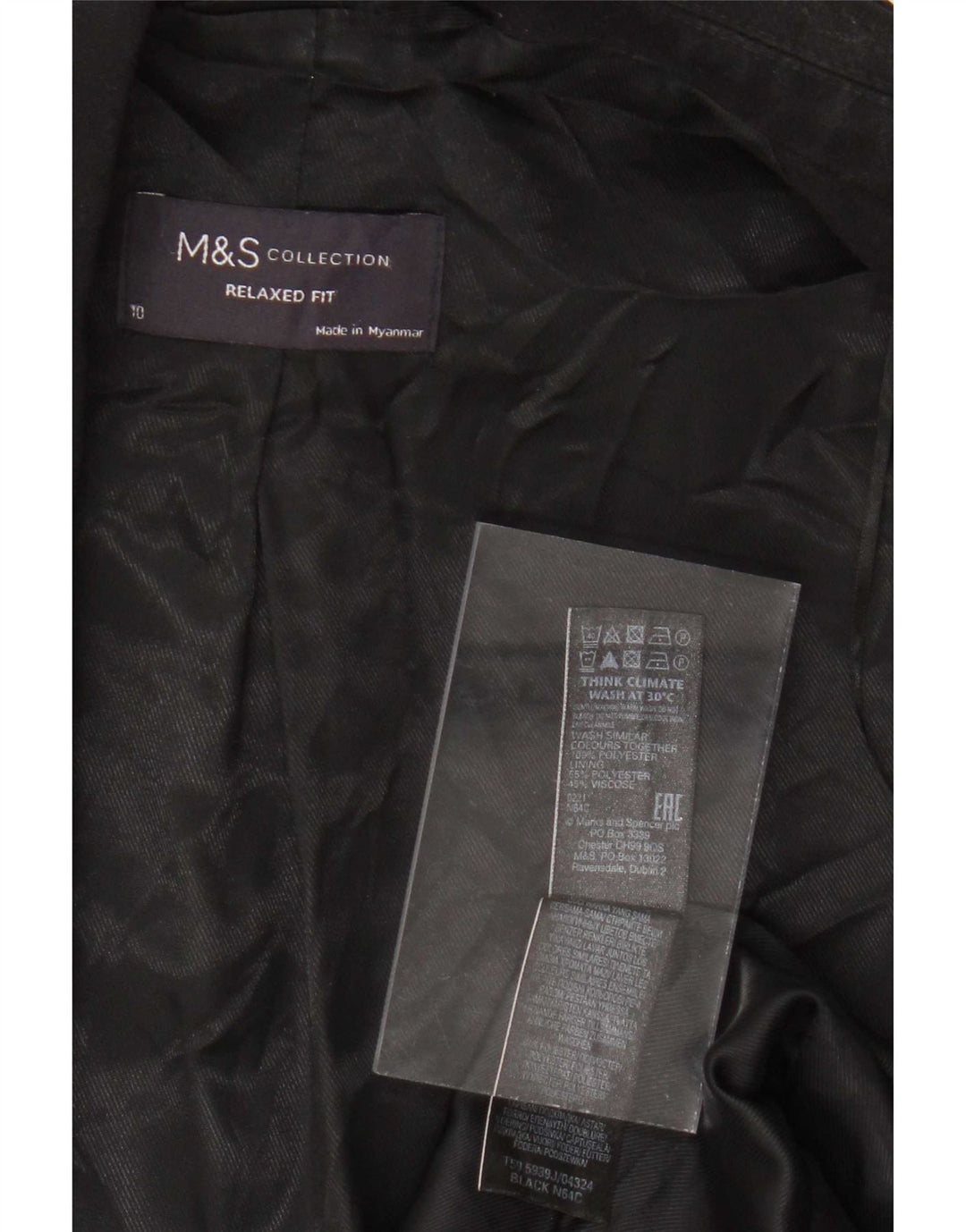 Giacca blazer dalla vestibilità rilassata da donna Marks & Spencer UK 10 piccola nera