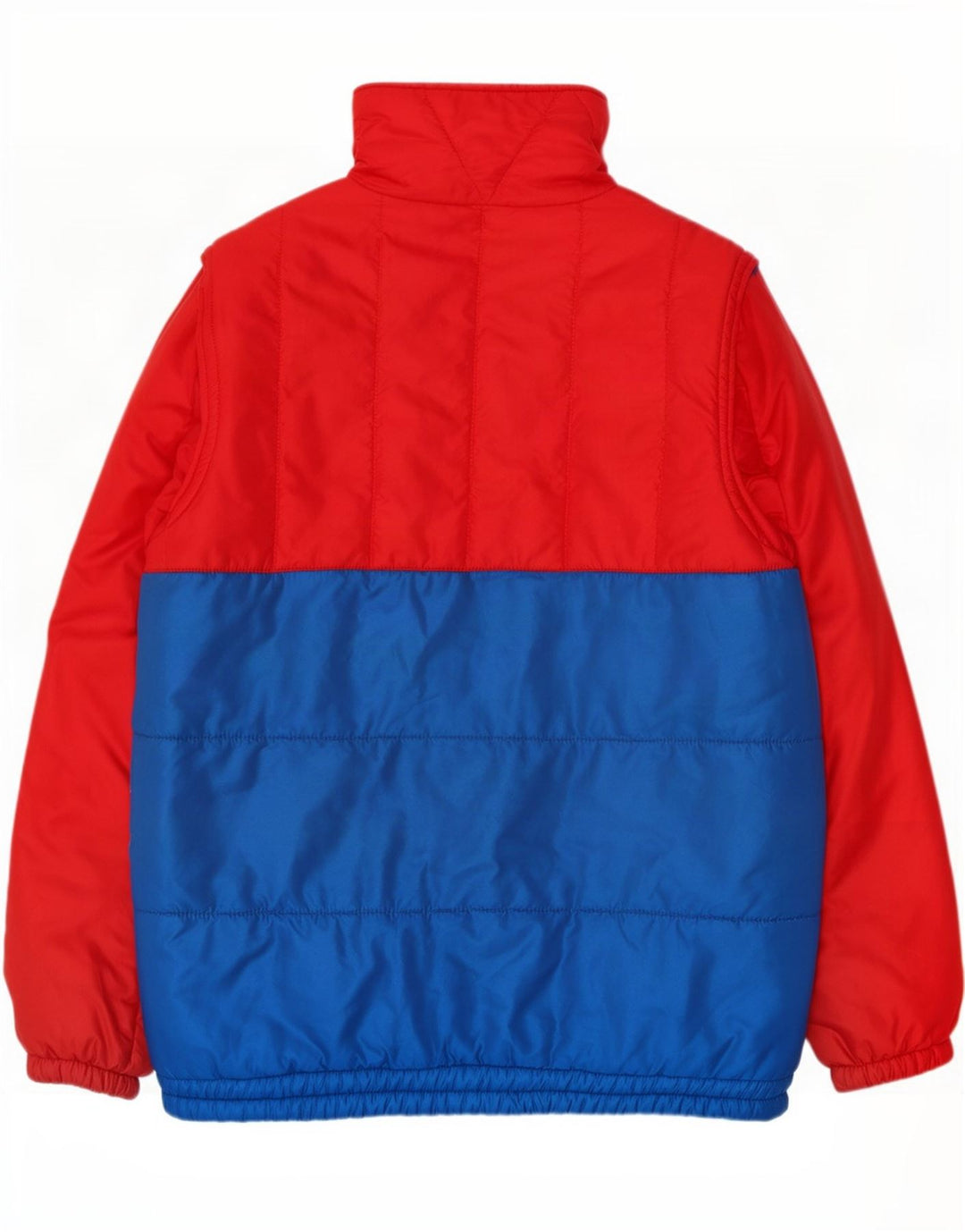 Giacca imbottita da uomo vintage UK 38 poliammide color block rosso medio