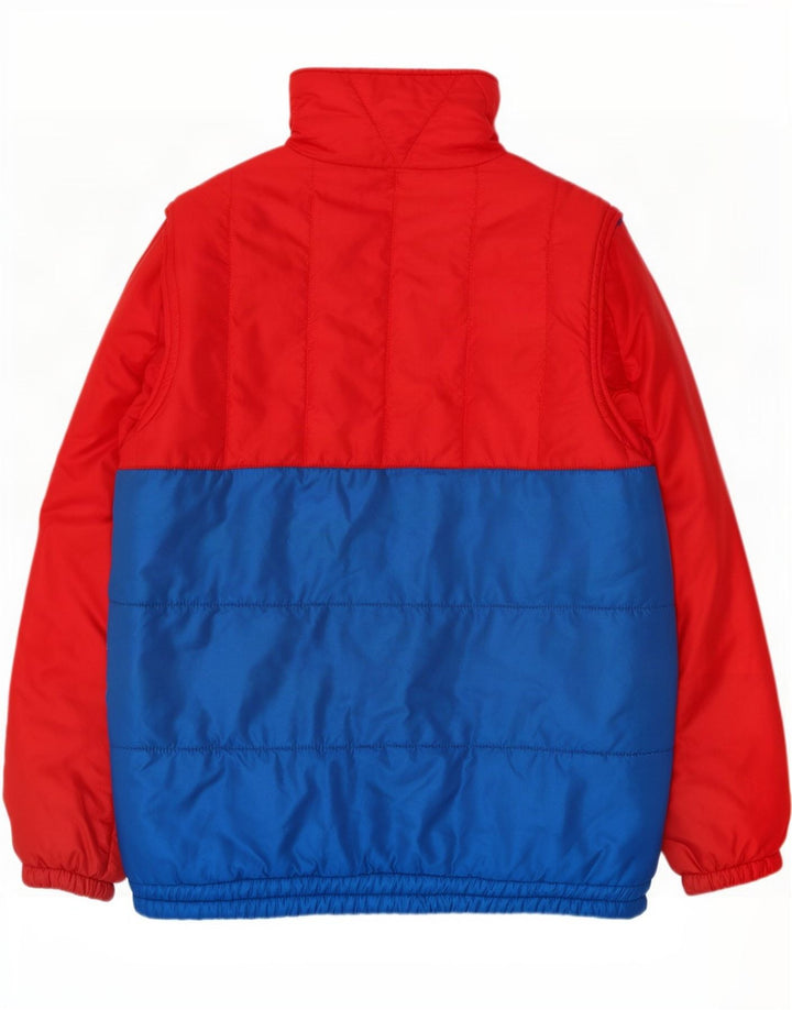 Giacca imbottita da uomo vintage UK 38 poliammide color block rosso medio