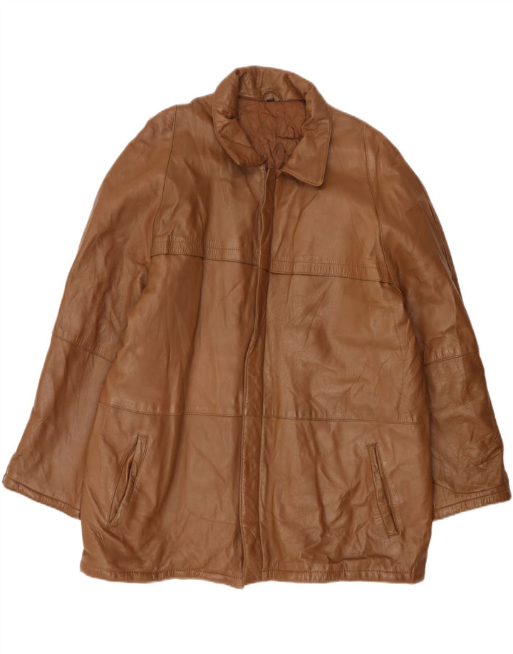 Giacca in pelle vintage da uomo IT 58 4XL Pelle marrone