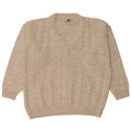 Maglione vintage da uomo con scollo a V XL in lana beige