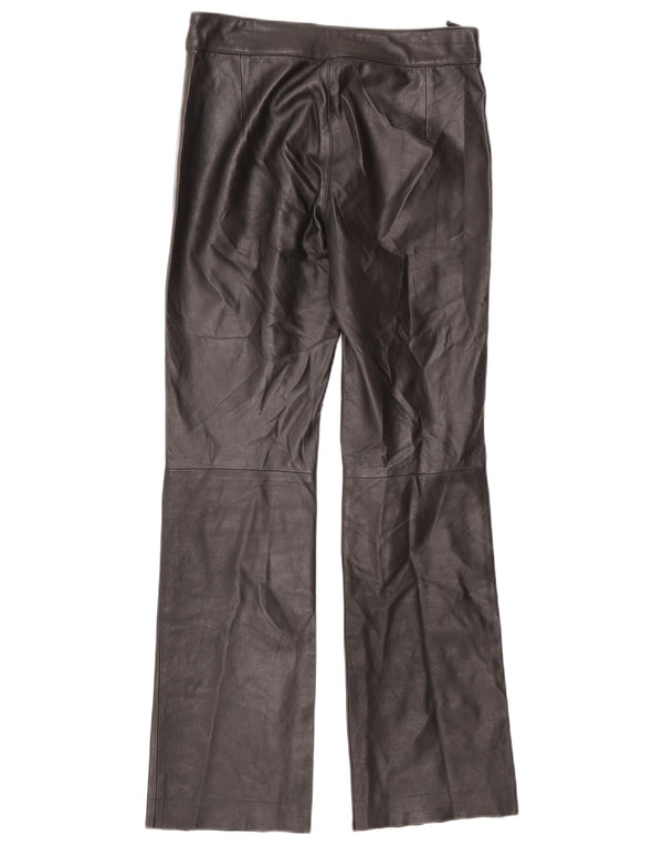 Pantaloni dritti in pelle vintage da donna EU 38 medi W30 L32 neri