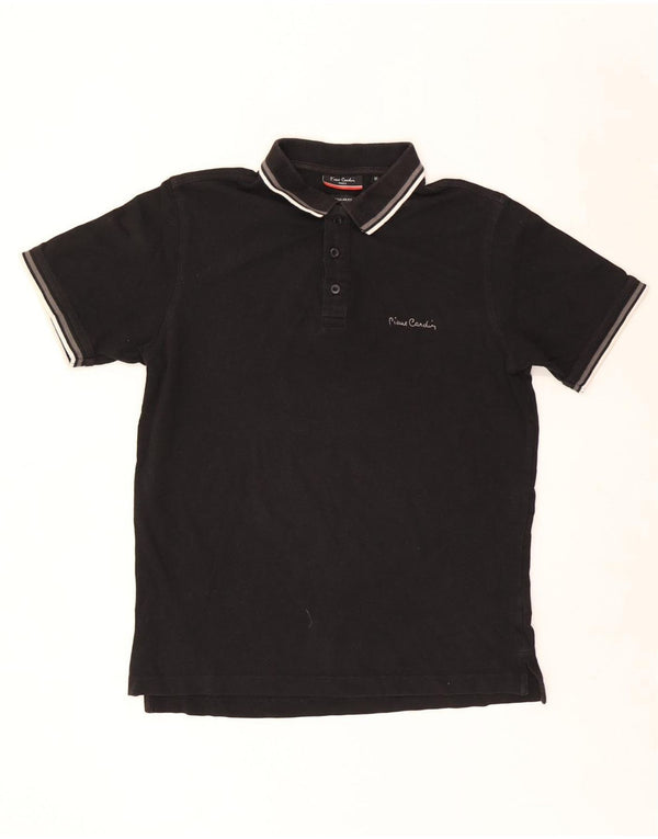 Pierre Cardin Mens Regular Fit Polo Shirt Medium Black Striped Cotton