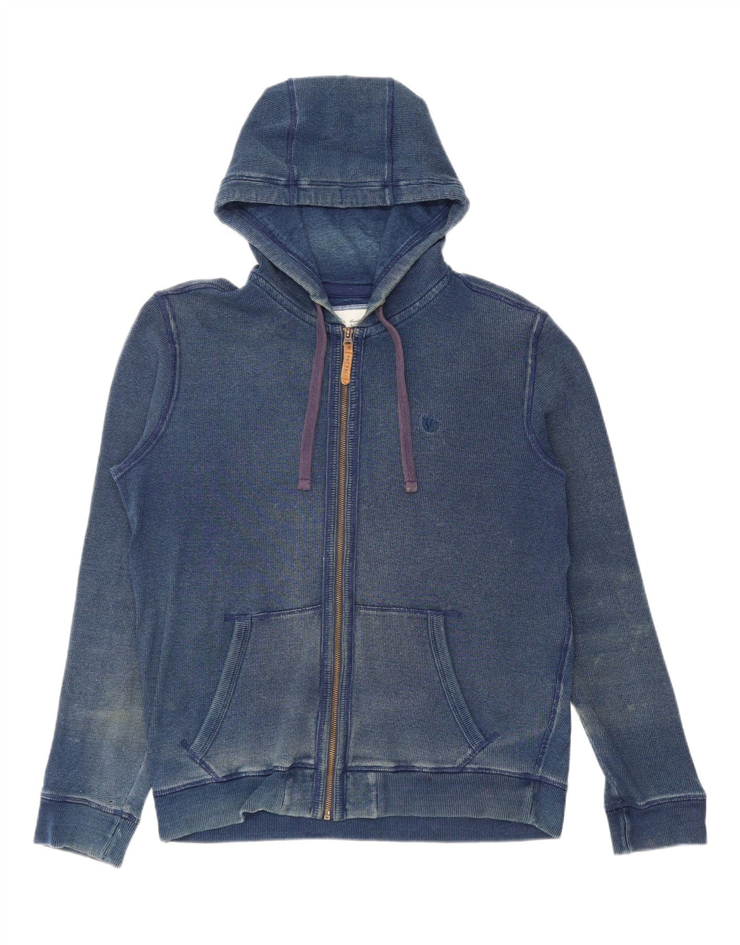 FAT FACE Maglione con cappuccio e zip da uomo in cotone blu navy medio