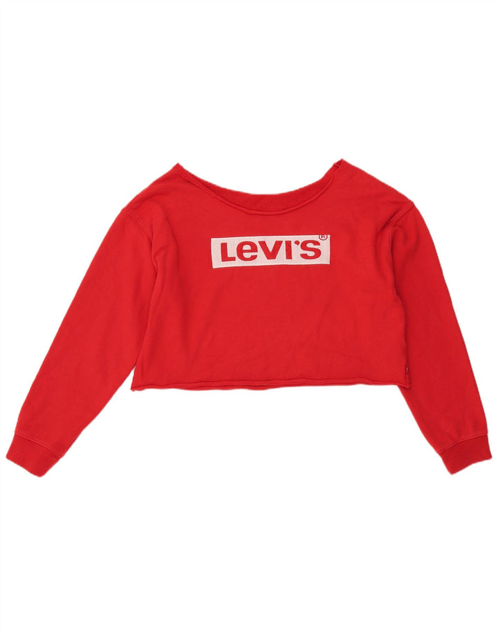 LEVI'S Felpa con grafica corta oversize da donna UK 6 XS Rosso Cotone