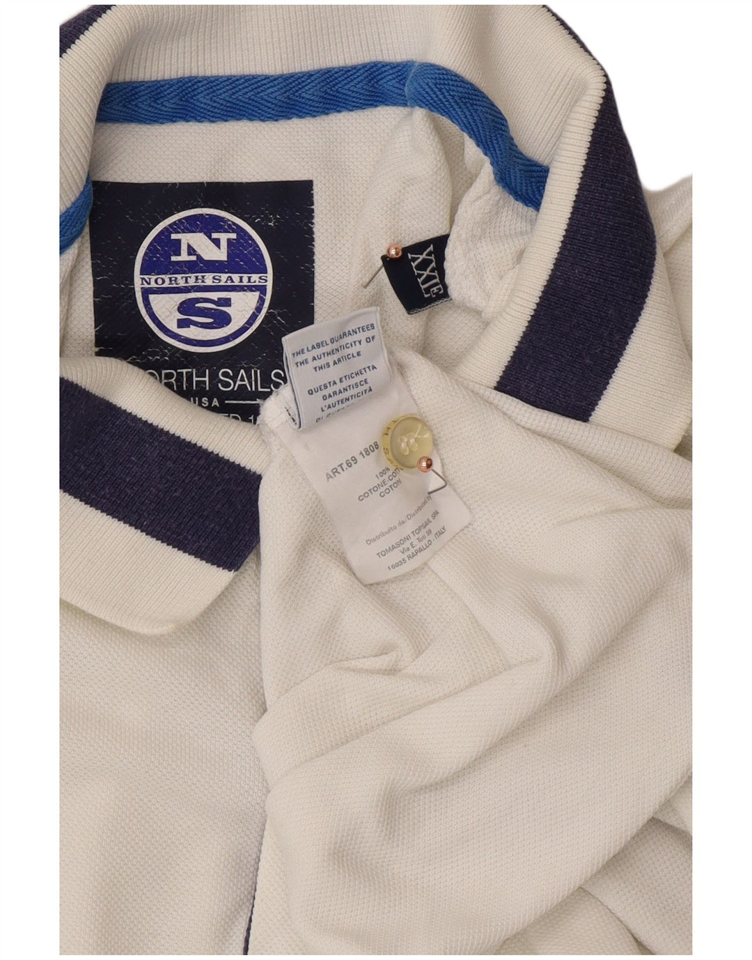 Polo da uomo NORTH SAILS 2XL in cotone color block bianco