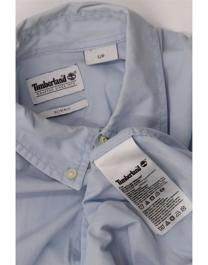 Camicia Timberland da uomo slim fit piccola in cotone blu