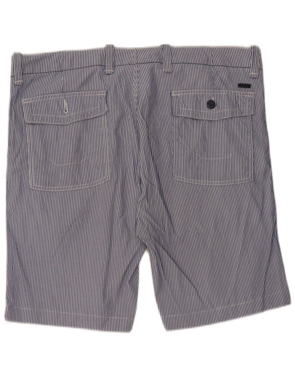ELLESSE Mens Chino Shorts IT 56 3XL W40  Blue Pinstripe Cotton
