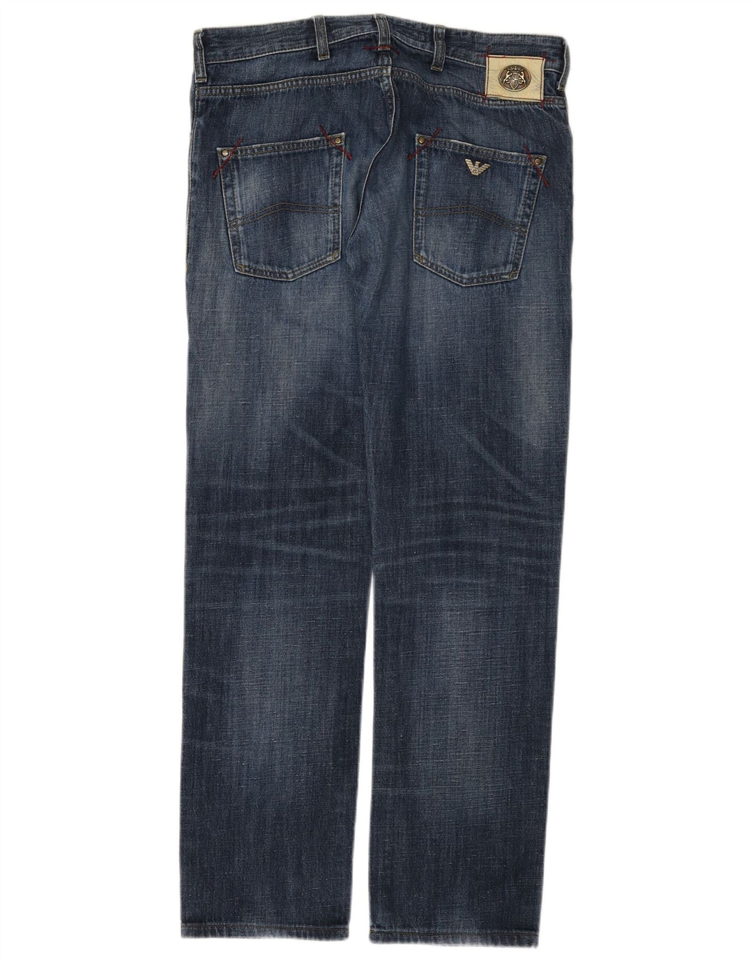 Armani Jeans Jeans dritti regolari da uomo W33 L34 cotone blu navy