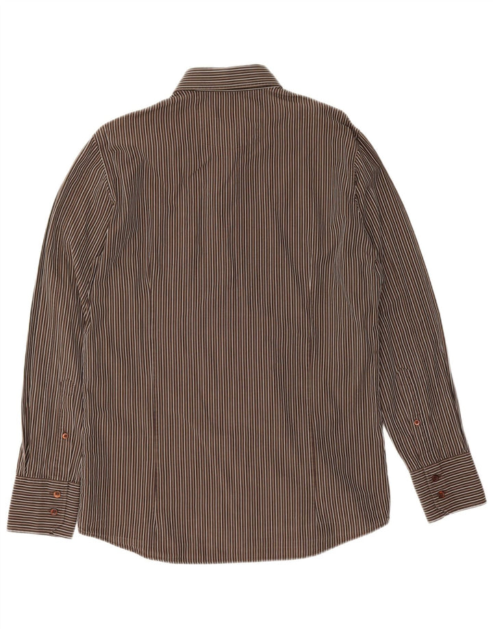 Camicia da uomo Hugo Boss in cotone gessato marrone medio