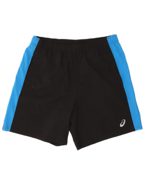 Pantaloncini sportivi da uomo Asics grandi in poliestere color block nero
