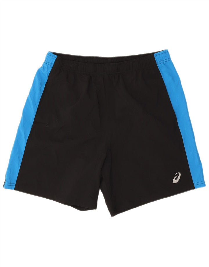 Pantaloncini sportivi da uomo Asics grandi in poliestere color block nero