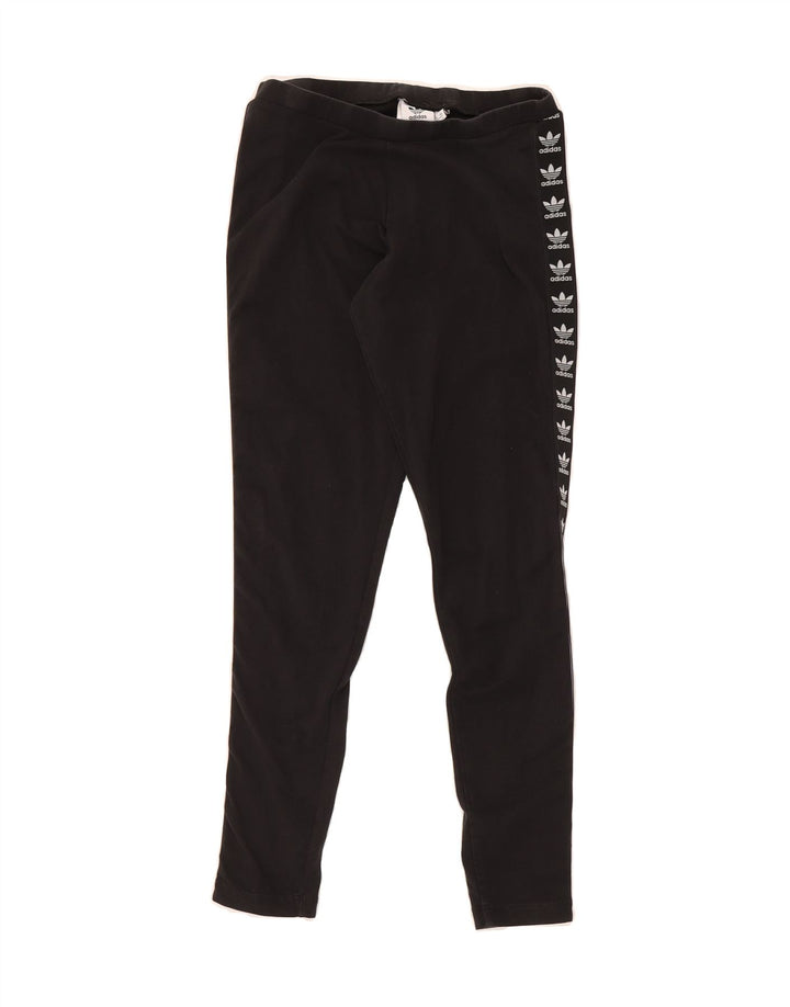 ADIDAS Womens Graphic Leggings UK 10 Small  Black Cotton Vintage Adidas and Second-Hand Adidas from Messina Hembry 