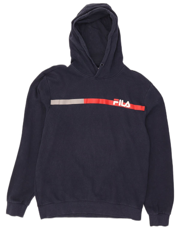 Maglia con cappuccio da uomo Fila UK 38/40 cotone color block medio blu navy