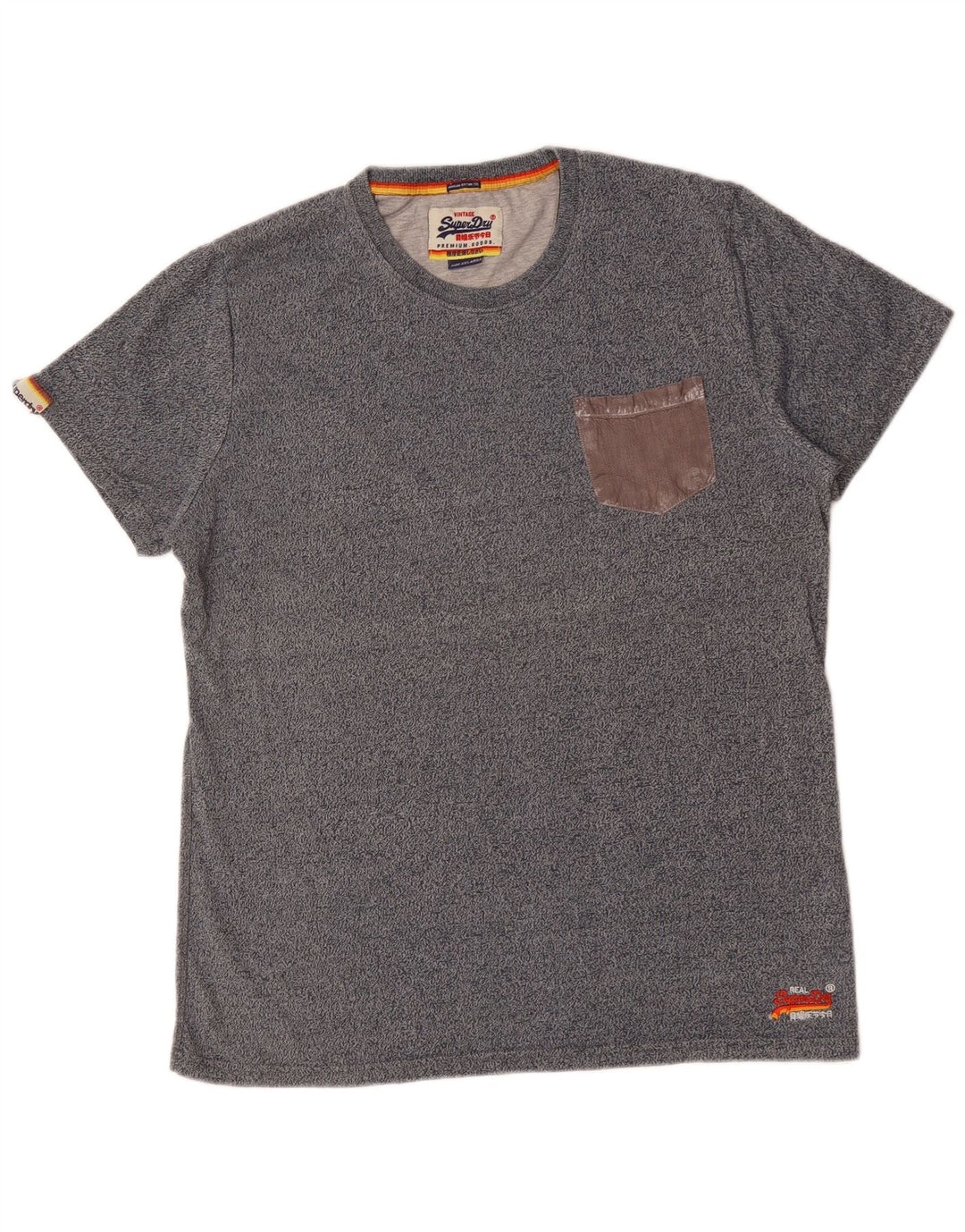 T-shirt da uomo SUPERDRY Top 2XL cotone chiazzato grigio