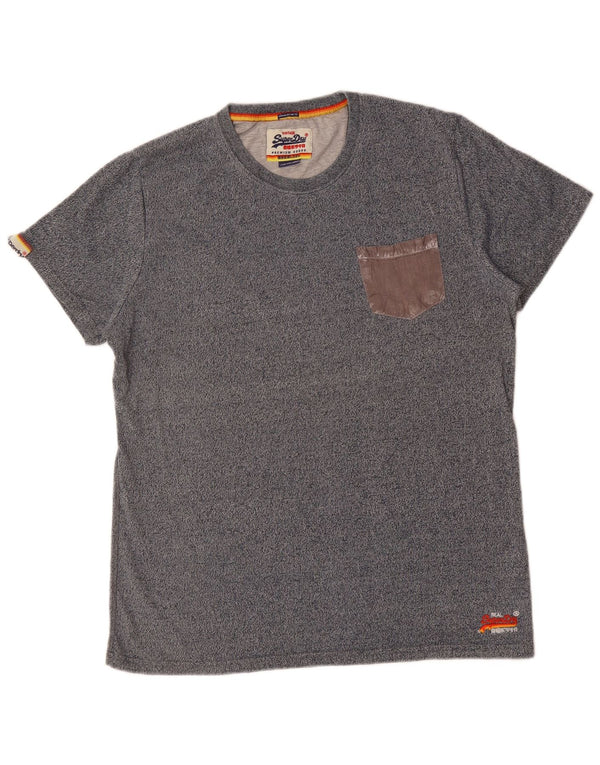 T-shirt da uomo SUPERDRY Top 2XL cotone chiazzato grigio