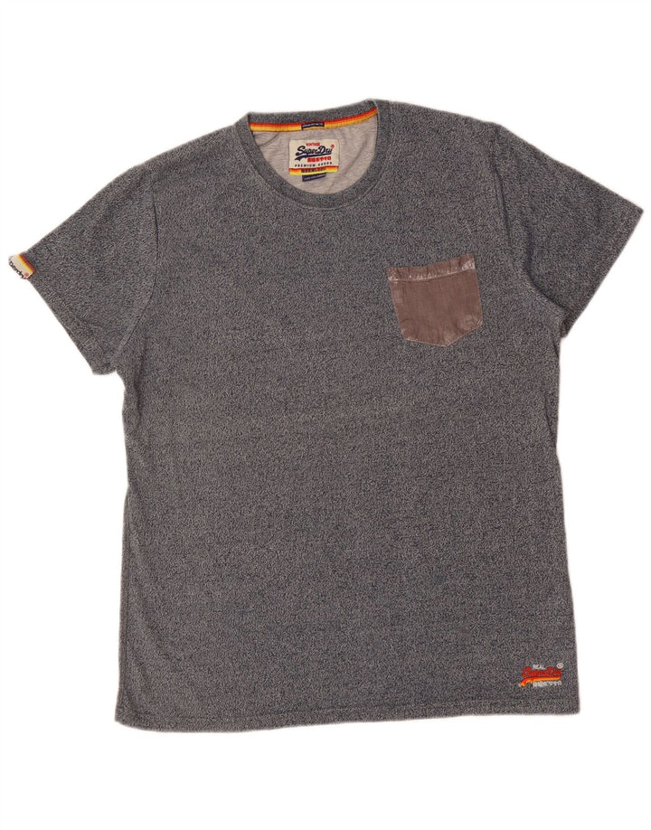 T-shirt da uomo SUPERDRY Top 2XL cotone chiazzato grigio