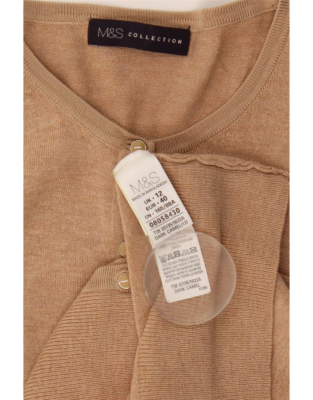 Maglione cardigan da donna Marks & Spencer UK 12 Viscosa beige medio
