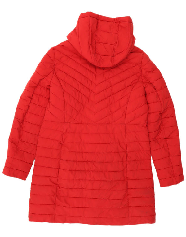 Cappotto imbottito con cappuccio da donna Dkny UK 16 grande poliestere rosso