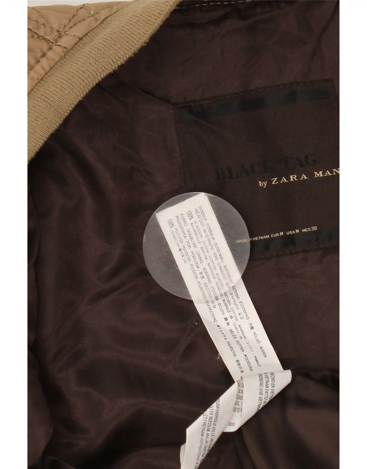 Giubbotto bomber da uomo Zara UK 38 Cotone beige medio