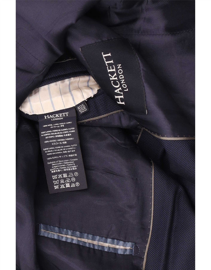 Giacca blazer da uomo a 2 bottoni Hackett UK 40 grande in lana blu navy