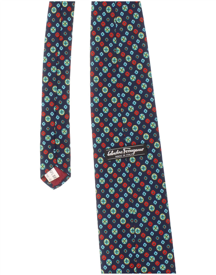 Cravatta Uomo Salvatore Ferragamo Taglia unica Blu Navy Seta geometrica Classica