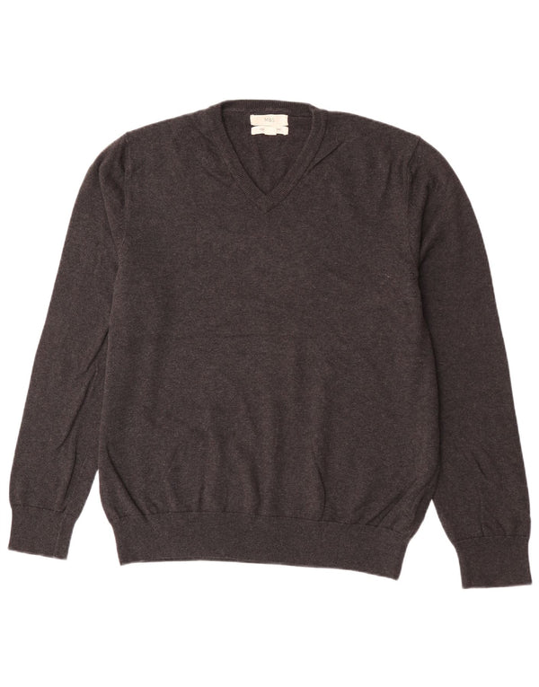 Maglione da uomo con scollo a V Marks & Spencer XL in cotone grigio