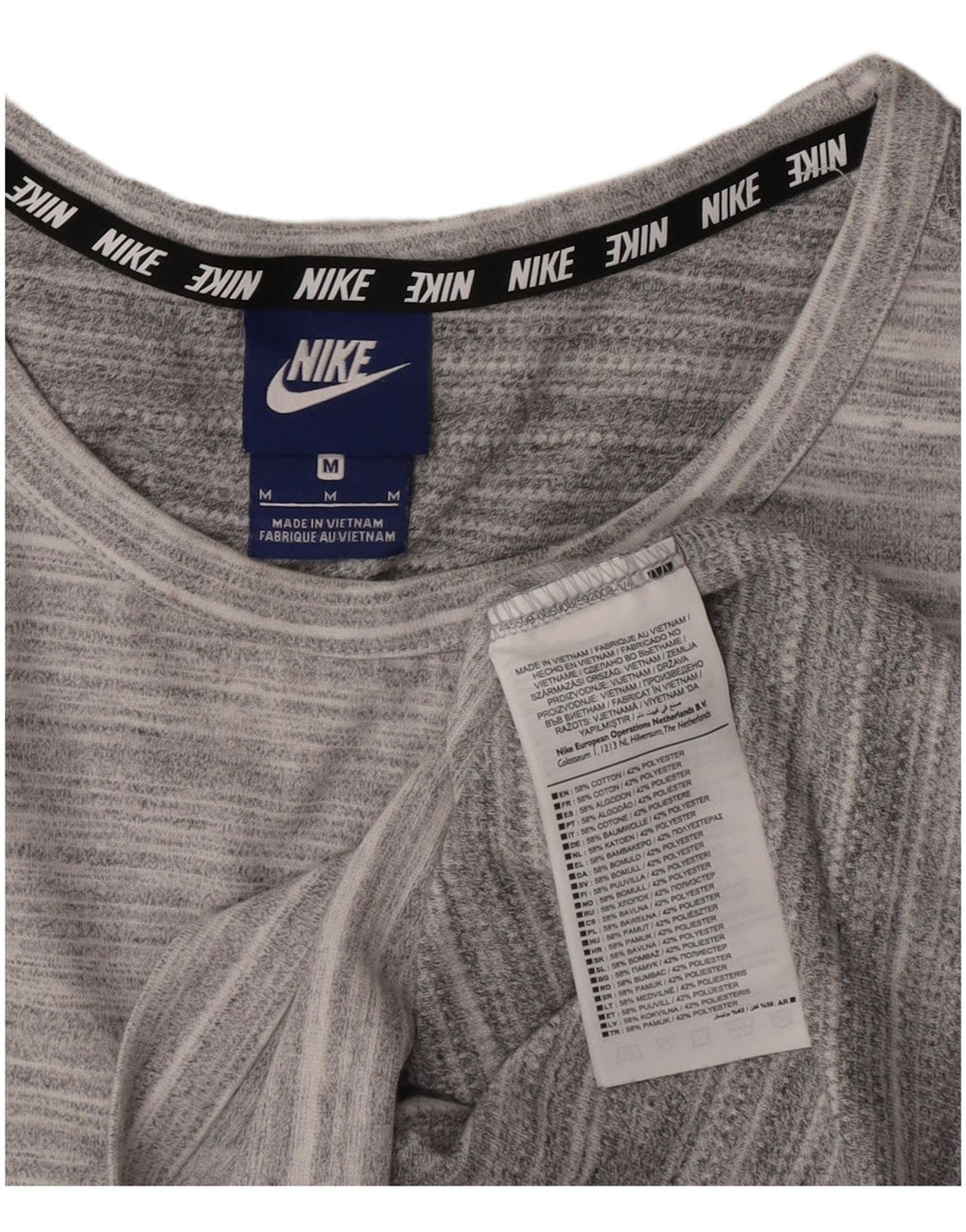 Canotta Nike da uomo in cotone a righe grigio medio